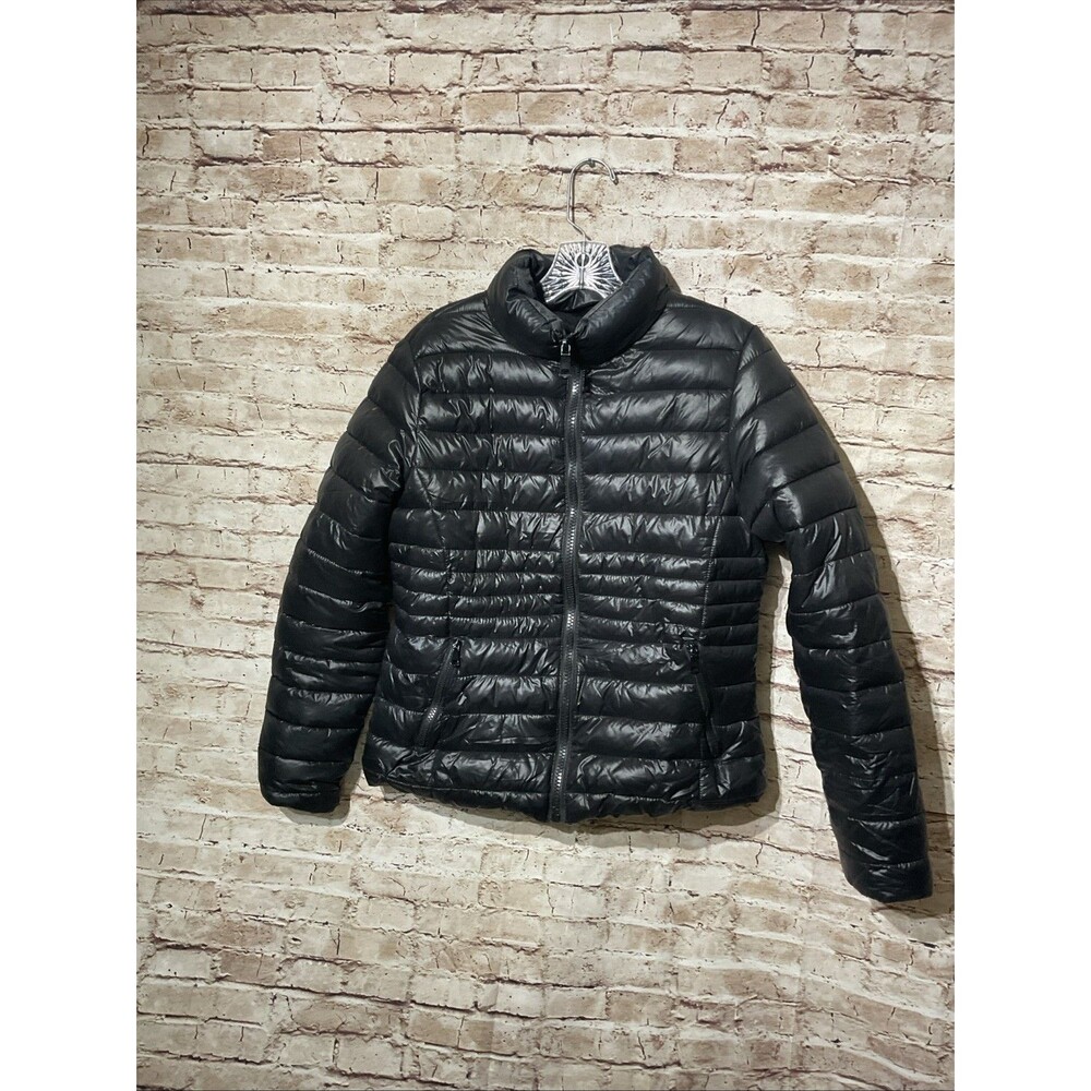 Snobbish Collection Womens Puffer Jacket Faux Fur Lined Full Zip Black Sz L